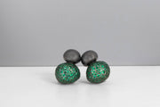 Todd Reed earrings with Natural emeralds (~22.05ct) sterling silver with patina, 18k yellow gold earring post